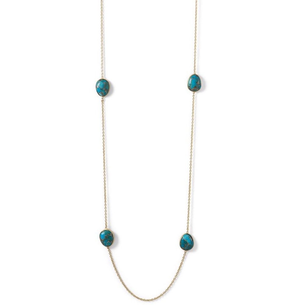 New! Bezel Set Copper Infused Turquoise Necklace